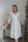  Белое платье миди с пуговками  - фото 
